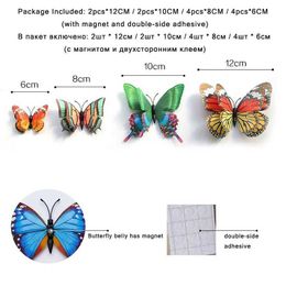 3PCSFridge Magnets 12Pcs Luminous Double Layer Butterfly 3D Wall Sticker Wedding Decorations Glow In The Dark Butterflies Fridge Magnet Stickers