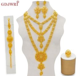 Dubai Jewelry Sets Gold Necklace Earring Set For Women African France Wedding Party 24K Jewelery Ethiopia Bridal Gifts 2202248316371