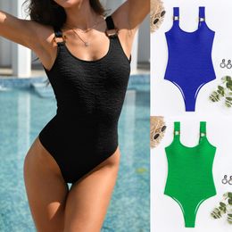 Fashion Designer Women Bikini Set Sexy High Waist Texture Swimwear Youth Girls backless One piece Swimsuit Classic Push Up Monokini Bathing Suit Thongs Bodysuit