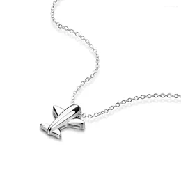 Chains Women Charm 925 Sterling Silver Necklace Aeroplane Pendant Simple Chain 18" Jewellery For Girls Birthday Gifts Girlfriends