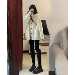 Women's Knits College Style Knitted Jacket For Women Spring And Autumn Small Single-breasted Loose Lazy Retro Sweater Cardigan