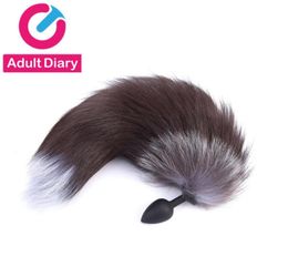 Adult Diary Silicone Butt Plug Black Fox Tail Anal Plug Soft Erotic Anal Beads Sex Toys For Women Adult Games Sex Products C1812122509
