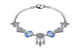 Strands Charm magic beads blue beads bracelet feather pendant DIY accessories whole4998980