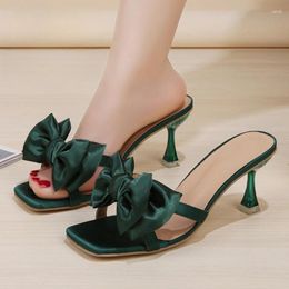 Slippers Women Sandals Stiletto Green High Medium Heel Frocks Luxury Fashion Chic Party Weddings Gold Sexy Designer Wedding Elegant Shoes