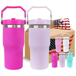 Double walled stainless steel blank sublimation portable Macarone children's 20oz Double Insulated Cup Flip Straw for customized gifts