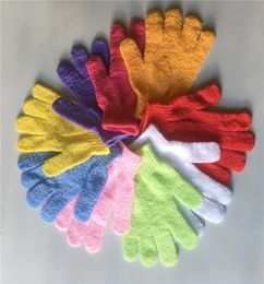 Exfoliating five fingers baths towel Double Sided Body Scrubber Glove Body Massage Remover Dead Skin Bath Gloves T9I006624228265