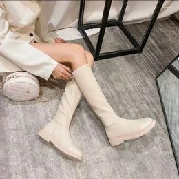 Boots 2024 Women Knee High Stretch Leather Sock Slim Fit Flat Botas Mujer Autumn Long Boot Casual Bota Feminina
