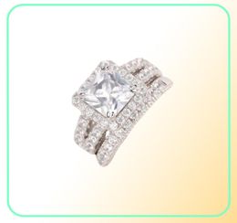 she 2 Pcs Wedding Ring Set Classic Jewelry 28 Ct Princess Cut AAAAA CZ 925 Sterling Silver Engagement Rings For Women JR4887 21103105538