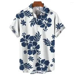 Men's Casual Shirts Plant Flowers 3d Print Hawaiian Shirt Man Summer Fashion For Daily Short Sleeves Men Clothing Tops