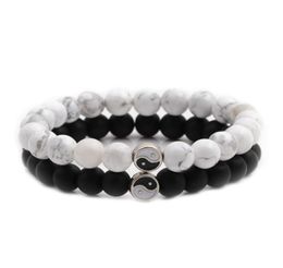 Yin Yang Couples Bracelet Men039s Womens Taichi Yin Yang Matching Beads Strap Cuff Bracelet Pendant for Men Women Christmas Val2688502