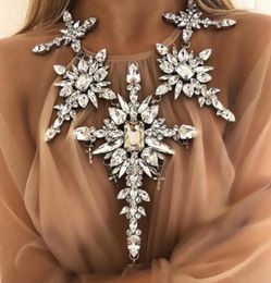 Dvacaman Trendy Big Statement Necklace Women Crystal Flower Pendant Necklace Party Maxi Choker Collar Jewellery Drop Aq95 J9845651