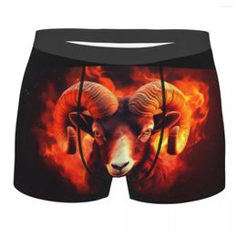 Underpants Men's Underwear Goat Head With Horns On Fire Men Boxer Shorts Elastic Male Panties