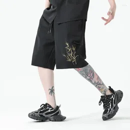 Men's Shorts Chinese-style 2024 Disc Buckle Embroidered Bamboo Casual Dress
