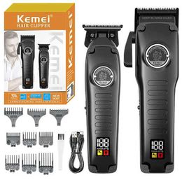 Hair Trimmer Kemei Combo Hair Clippers Zinc Alloy Housing Hair Beard Trimmer For Men Professional Precision Haitcut Machine rechargeable T240507