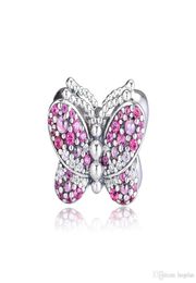 2019 Spring 925 Sterling Silver Jewellery Dazzling Rose Butterfly Charm Beads Fits Bracelets Necklace For Women DIY Making6818475