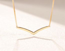 18K Yellow gold plated Polished Wishbone Necklace Women Gift Jewellery for 925 Sterling Silver Gold Chain Necklaces with Original Box5638178