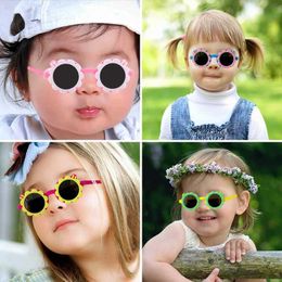 Sunglasses 2023 Children Flip Solid Colours Flower Round Polarised Sunglasses Baby Kids Outdoor Sun Protection UV400 Boys Girls Sunglasses