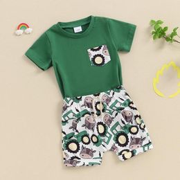 Clothing Sets 2Pcs Baby Boy Summer Outfits Short Sleeve T-Shirt Truck Print Shorts Set Infant Clothes