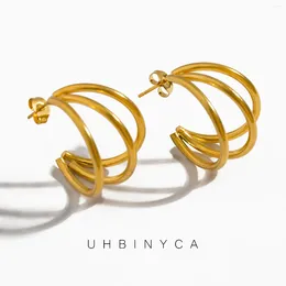 Hoop Earrings UHBINYCA Multilayer C Shape Circle For Woman Stainless Steel Jewellery