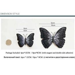 3PCSFridge Magnets 12Pcs Seven Solid Colours Double Layer 3D Butterfly Wall Sticker For Wedding Home Decoration Magnet Butterflies Fridge Stickers
