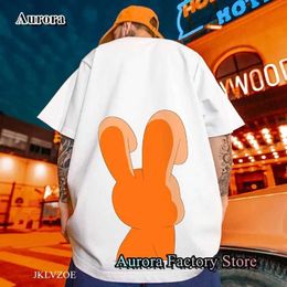 n's T-Shirts 2024 New Summer Men Orange Rabbit Graphic T-Shirt Casual Tops Tees Male Fashion ClothShort Sleeve Cotton Tshirt Solid J240506