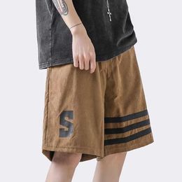 Men's Shorts 2024 New Street Hip Hop Functional Style Letter Printed Sports Shorts Mens Fashion Brand Loose Wide Leg Casual Middle Pants H240508