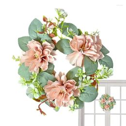 Decorative Flowers Flower Candle Rings Greenery Lantern Wreath Holder Centrepieces With Eucalyptus Leaves For Farmhouse Valentine Day Home