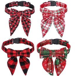 Cotton Christmas Snowflake Bow Dog Collars Puppy Pet Accessories Collar for Small Large Dogs 240508
