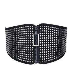 Elastic Waist Bandage Vintage Wild Waist Belt Ladies039 Decorative Wide Black Faux Leather Punk Retro Rivet Compote Belt 904a97417899