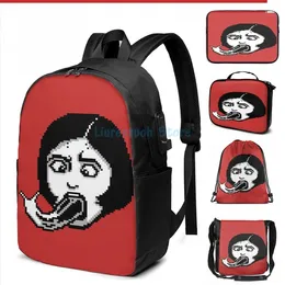 Backpack Funny Graphic Print Slug Girl Pixel Art USB Charge Men School Bags Women Bag Travel Laptop