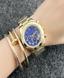 Brand Quartz wrist Watches for women Girl 3 Dials style Metal steel band Calendar Watches M596718954