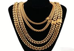 8mm 10mm 12mm 14mm 16mm Necklaces Miami Cuban Link Chains Stainless Steel Men 14K Gold Chains High Polished Punk Curb175G8860830