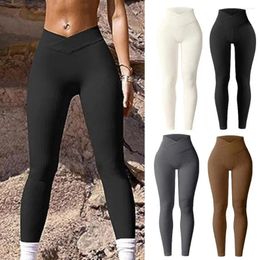 Women's Leggings Solid Color Yoga Pants Ribbed For Women High Waist Athletic Workout Sports Exercise Tights Indoor