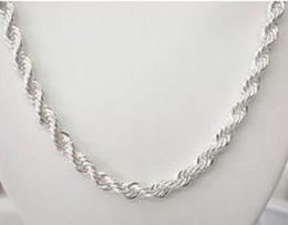 Fine 925 Sterling Silver NecklaceXMAS New 925 Silver Chain 4MM 1624Inch e Rope Necklace For Women Men Fashion Jewellery Link 86695201584907