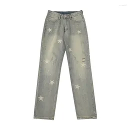 Women's Pants American Style Washed Old Star High Street Small Jeans Men And Women Loose Straight Length Trousers Fashion