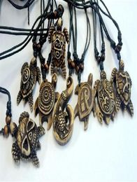 YQTDMY 12 pcs Embossed Styles Ethnic Tribal Faux Bone Turtle Pendants Necklace Resin Adjustable304l9086016