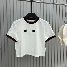 Designer T Shirt Summer Short Sleeve Crop Top Tee Women Tshirt Contrast Color Printed Slim Fit Tops 685