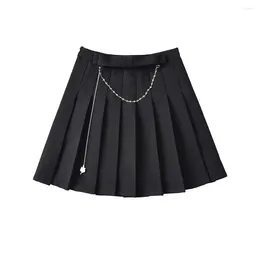 Skirts Zach Ailsa 2024 Spring Product Women's Fashion Slimming High Waist Pleated Skirt Solid Colour A-line Half