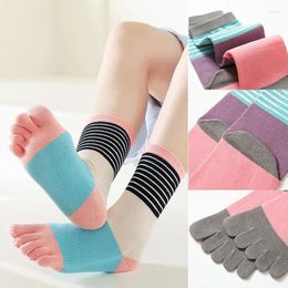 Women Socks 1 Pairs Cotton Five Finger Colourful Stripes Split Toe Sports Kawaii Harajuku High Tube Five-Toe Sock