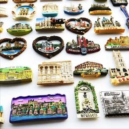 3PCSFridge Magnets World Country Tourism Souvenir Refrigerator Magnets 3D Painted Fridge Magnets Germany Italy Poland Resin Crafts Home Decoration
