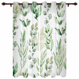 Curtain Watercolour Plant Leaf Texture Outdoor For Garden Patio Drapes Bedroom Living Room Kitchen Bathroom Window