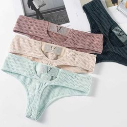 Women's Panties Hot Rhines sexy thong womens underwear knitted hollow enticing underwear cotton crotch low hanging T-shirt Seksowne MajtkiL2405