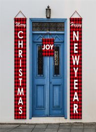 Christmas Couplet Door Banner Porch Sign Christmas Holiday Hanging Decoration Printing Xmas Couplet Outdoor Garden Merry Decor 10p5300052