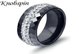 8mm BlackWhite Colors Ceramic Ring inlaid Zircon Simple Stylish Wedding Engagement Ring Charm Women Men Jewelry US Size 6984005888253037