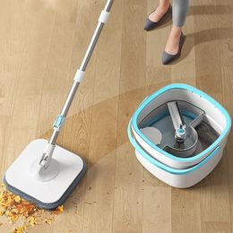 Mops with Bucket 360 Spin Clear Water Separation Floor Cleaning Mop Set Lazy No HandWashing Squeeze Automatic Dewatering Broom 240508