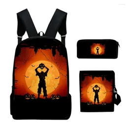Backpack Trendy Classic Halloween 3D Print 3pcs/Set Pupil School Bags Laptop Daypack Inclined Shoulder Bag Pencil Case