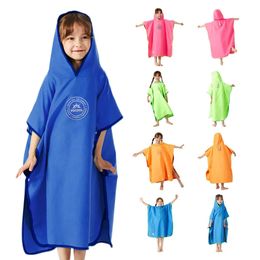 Microfiber Swim Cover-ups for Kids Hooded Bath Beach Poncho Towels Surf Poncho Quick Dry Changing Bathrobe Child Swimming Towels 240508