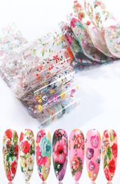 10 pcs Nail Art Flower Stickers Colorful Blooming Floral Adhesive Water Transfer Decals Slider Manicure Decoration4282346