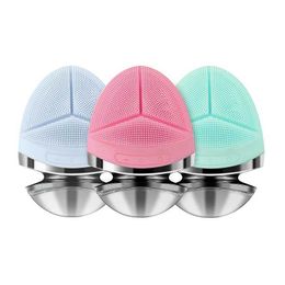Home Beauty Instrument High frequency waterproof and rechargeable deep cleaning facial scrubber brush silicone beauty tool Q240507