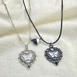 Pendant Necklaces Couple Magnetic Attraction Heart Necklace For Couples Oil Drip Butterfly Personality Choker Jewellery Accessories